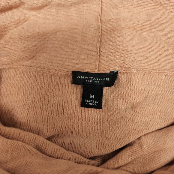 Ann Taylor Pink Cowlneck Knit Sweater 3/4 Sleeve Cashmere Blend Women's Size M - Picture 6 of 7